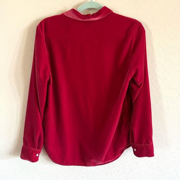 GAP red velvet button down blouse - Picture 5 of 5
